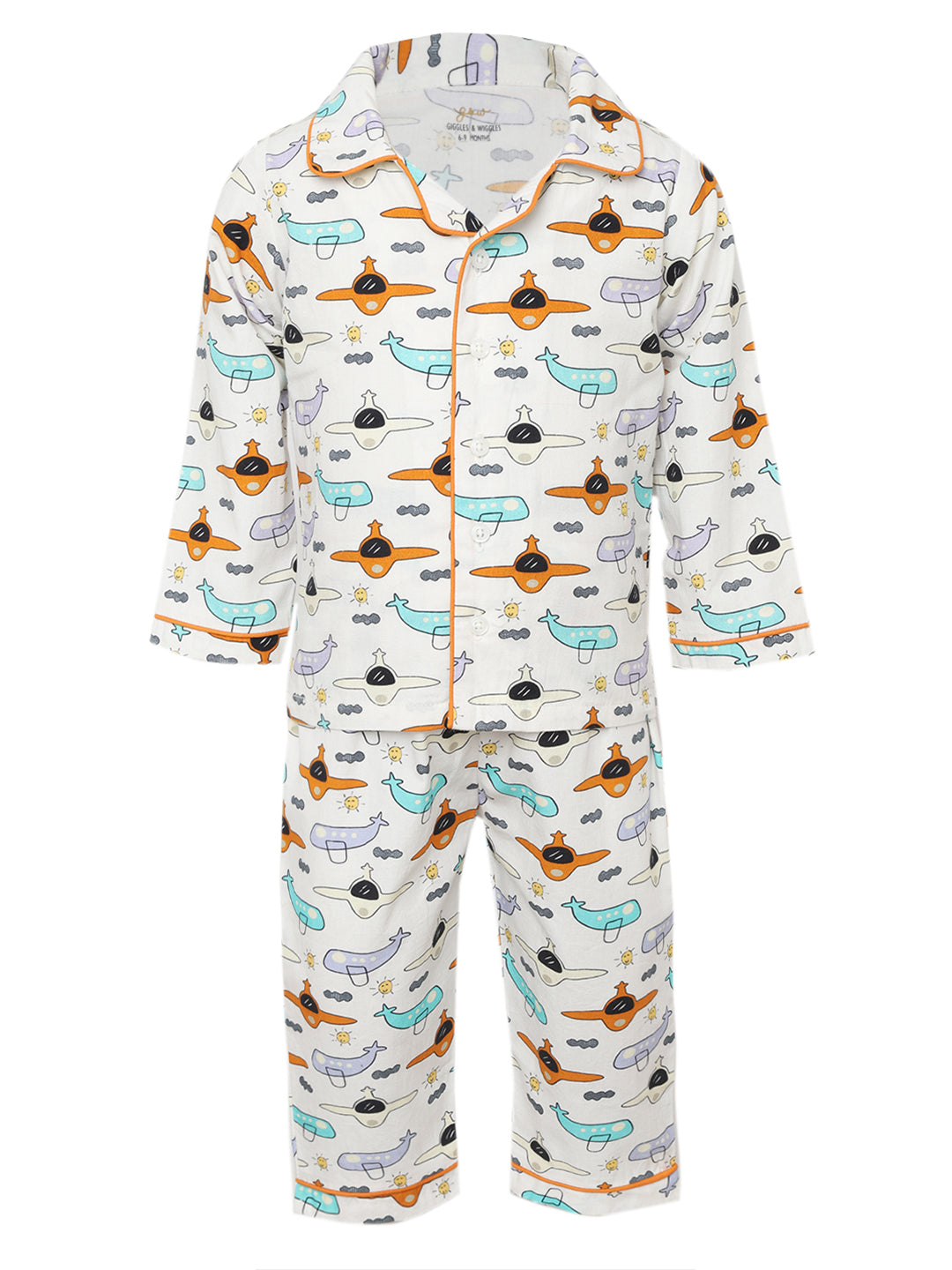 Boys Flying High Cotton Front Open Night Suit Set