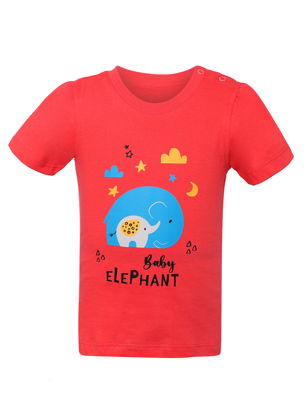 Giggles & Wiggles Girls Peach Dreamy Elephant Round-Neck Printed Half Sleeves T-Shirts