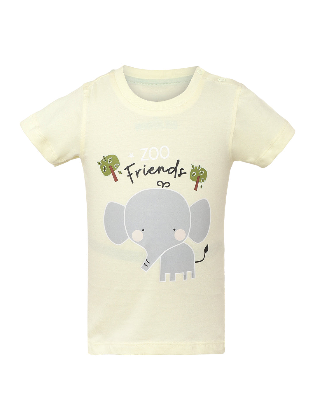 Giggles & Wiggles Boys Lemon Junior Elephant Round-Neck Printed Half Sleeves T-Shirts